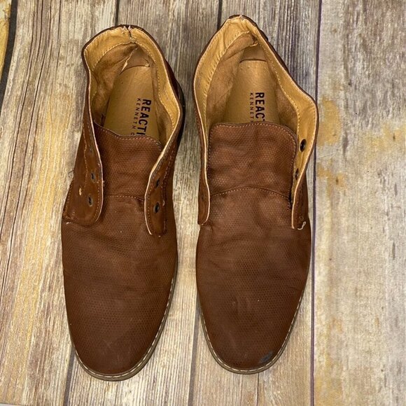 Kenneth Cole Reaction Tan Vegan Leather Lace-Up Ankle Boots Men's Size 9 - Picture 3 of 9